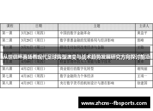 从世俱杯赛场看现代足球阵型演变与战术趋势发展研究方向探讨前沿